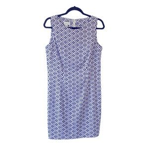 Alyx Limited blue and white geometrical pattern shift dress size 12